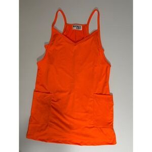 BUCKET LIST Neon Orange Spaghetti Strap A Line Mini Dress with Pockets SZ Medium